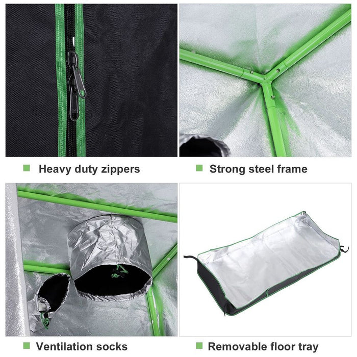 Outsunny Mylar Hydroponic Grow Tent w/ Floor Tray for Indoor Plant 80x80x160cm