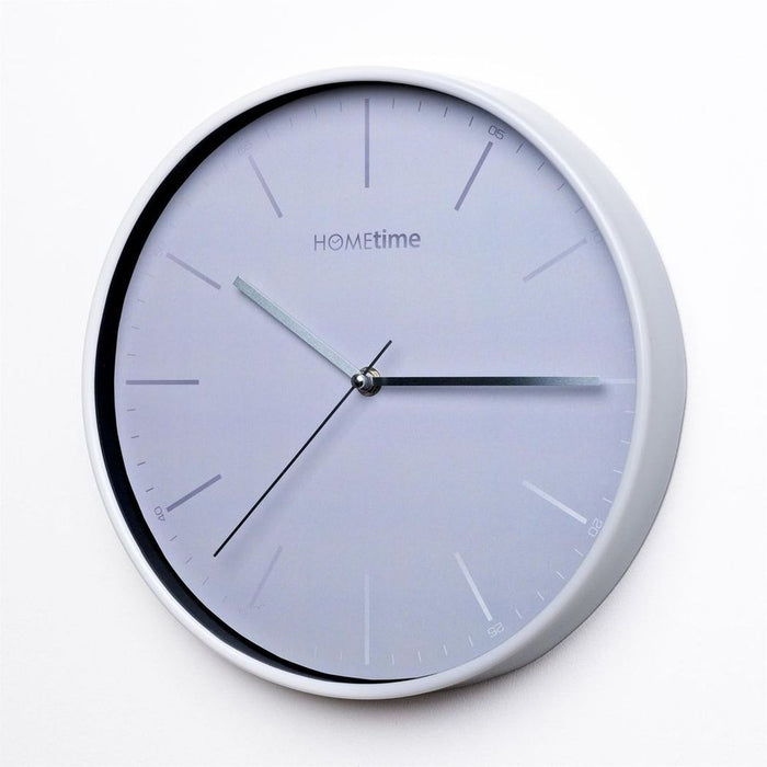 Hometime Round Wall Clock Light Grey Foil Numbers 30cm