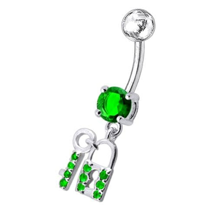 Fancy Jewelled "Lock & Key" Dangling Belly Ring