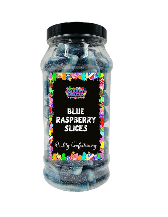 Fizzy Blue Raspberry Slices: Retro Sweets Gift Jar - Best Quality, Delivered to Your Door!