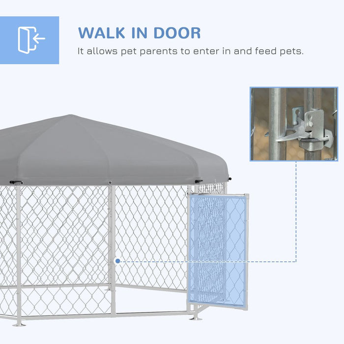 PawHut Outdoor Dog Kennel - Water-Resistant, UV-Resistant Roof, 2.1 x 1.85 x 1.5m