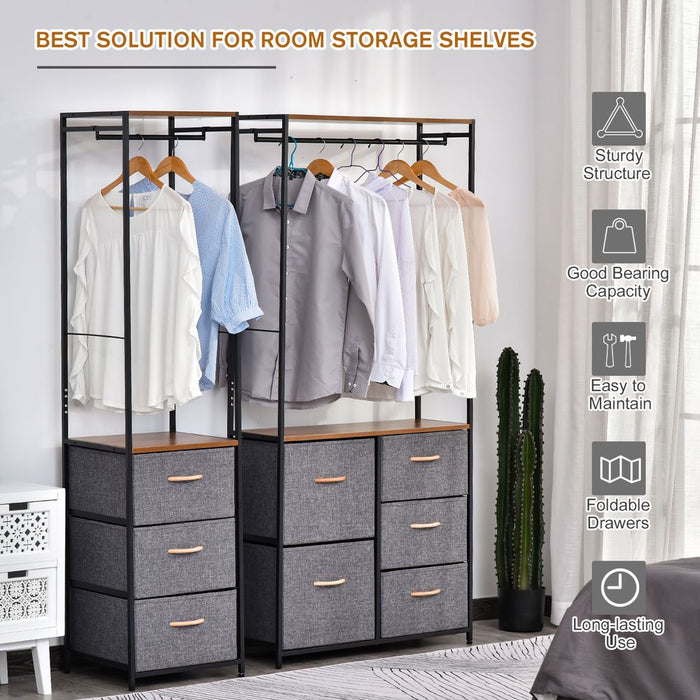 175x83cm Freestanding Clothes Hanger Storage Unit - SteelBlack Brown Coat Rack