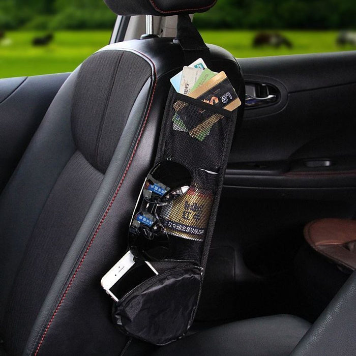 Car Multi Side Pocket Seat Storage Hanging Bag - Black