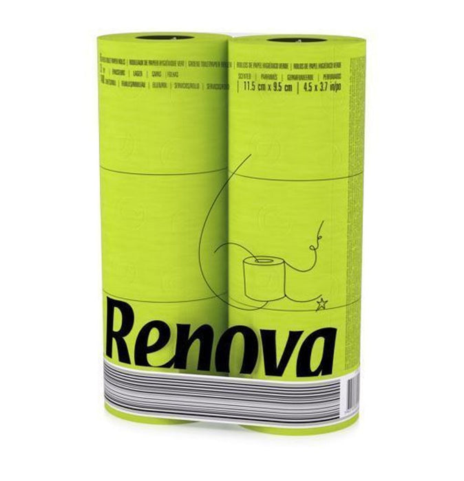 Renova 6 Rolls 3 Ply Soft Colour Toilet Loo Bathroom Tissue Paper Rolls