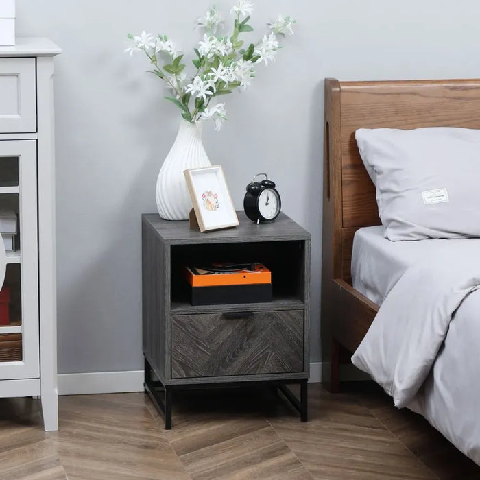 Nightstand with Drawer & Shelf | End Table for Living Room & Bedroom | High-Quality Design