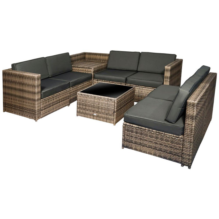 Outsunny Patio Rattan Sofa Set - Premium Quality Garden Furniture with Cushion