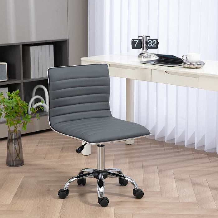 Premium Ergonomic Dark Grey Office Chair: HOMCOM Armless Mid-Back, Adjustable, 360 Swivel