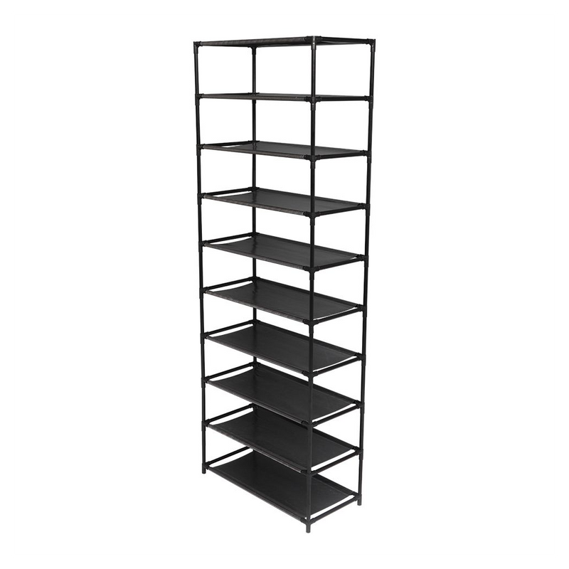 10 Tier Stackable Shoe Rack Storage Shelves - Stainless Steel Frame Holds 50 Pairs Of Shoes