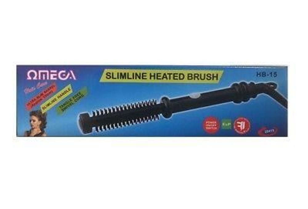 Omega Slimline 13mm Heated Hair Styling Hot Brush Black