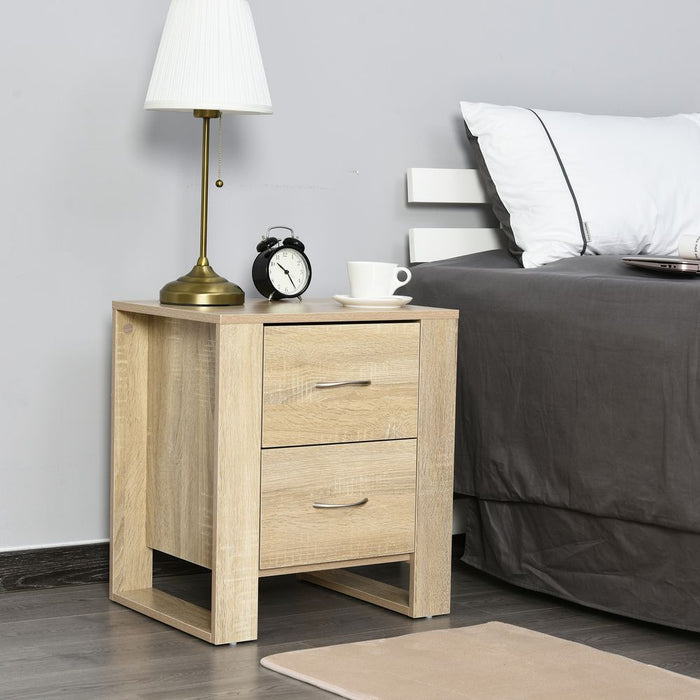 Particle Board 2-Drawer Bedside Table Natural