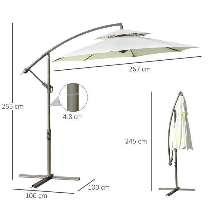 High-Quality 2.7m Banana Parasol Cantilever, Double Tier Canopy