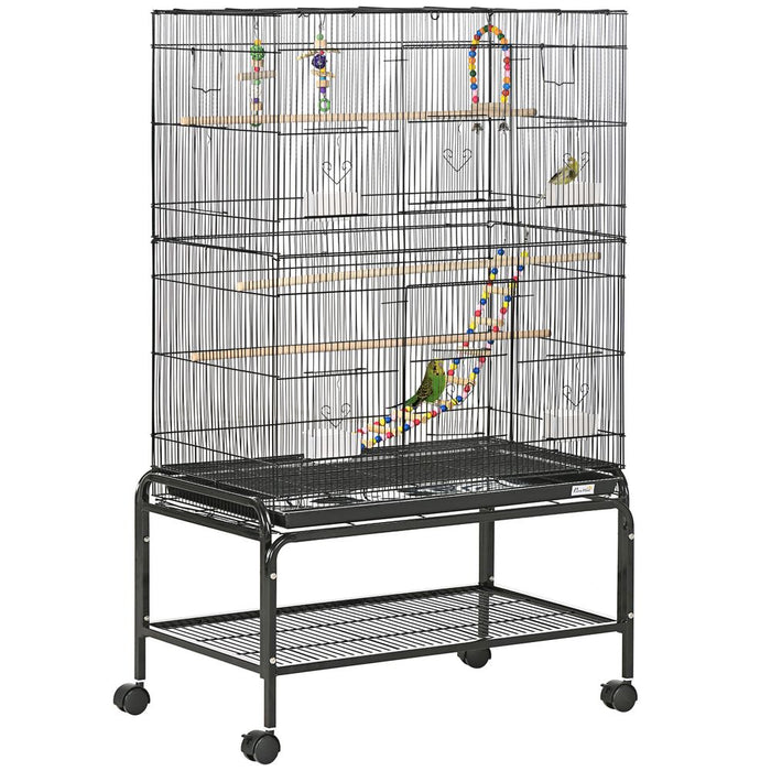 Deluxe Bird Cage: Spacious & Fun With Stand, Wheels, Toys - Ideal for Budgies, Finches, Parakeets