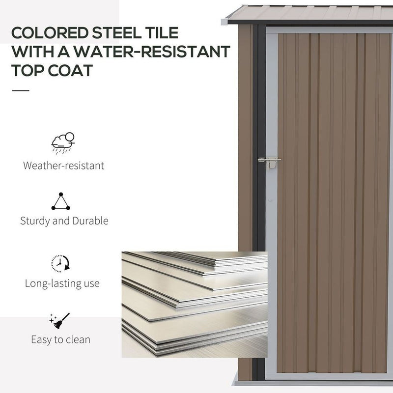 Premium Steel Garden Shed Brown | Lockable Door | Weather-resistant | Outdoor Storage Solution