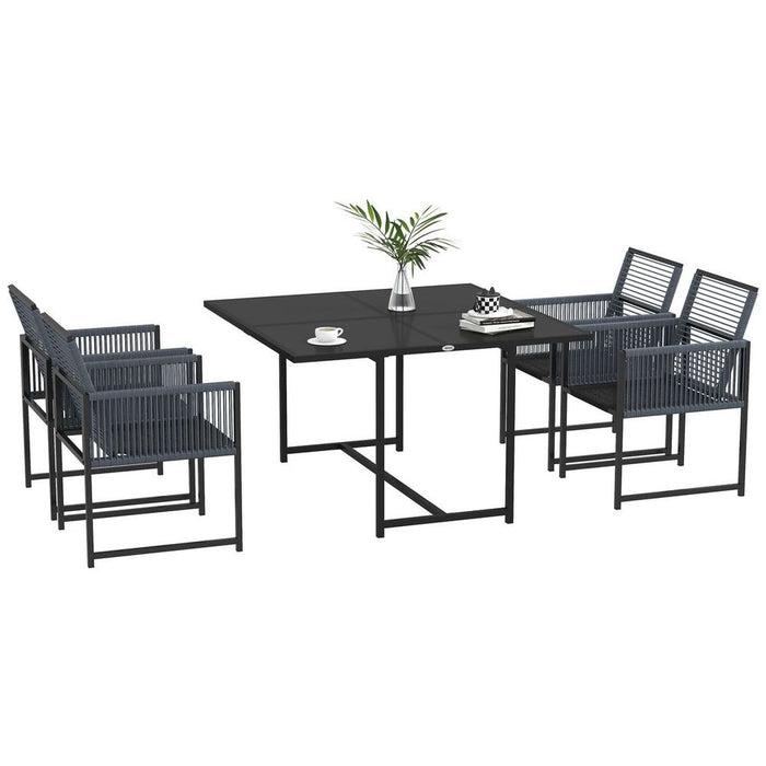 Premium Dark Grey Patio Dining Set – 5 Pieces, Foldable Back, Poolside Ready