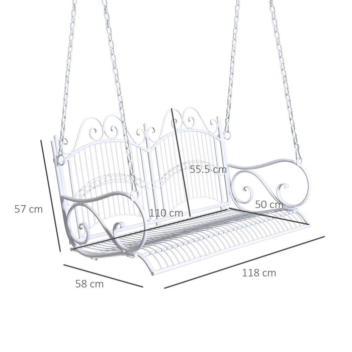 Premium Metal Outdoor Swing Bench | 2-Seater | White | High-Quality Craftsmanship