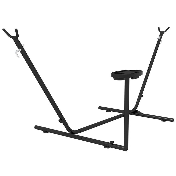 Outsunny Hammock Stand w/ Side Tray, Steel Frame, Black