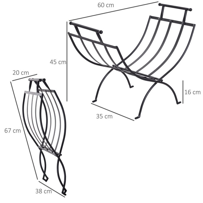 Expandable Wood Log Holder - Matte Metal, Elevated, Outdoor Storage Rack