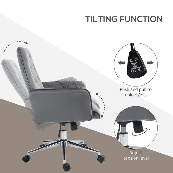 Vinsetto Swivel Computer Chair - Armrests, Tufted, Modern Style - Dark Grey - Home Office Furniture