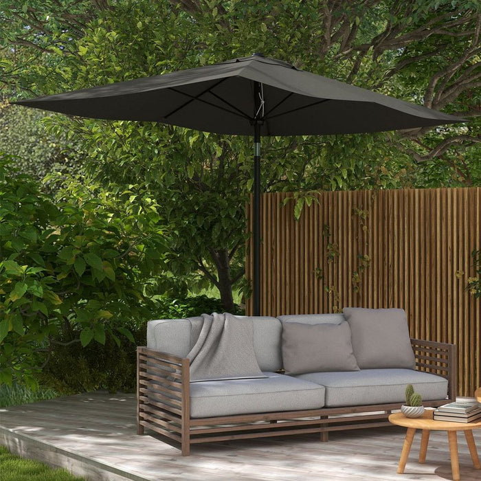 Premium Dark Grey Rectangular Garden Parasol - Crank Operated - High-Quality Outdoor Umbrella