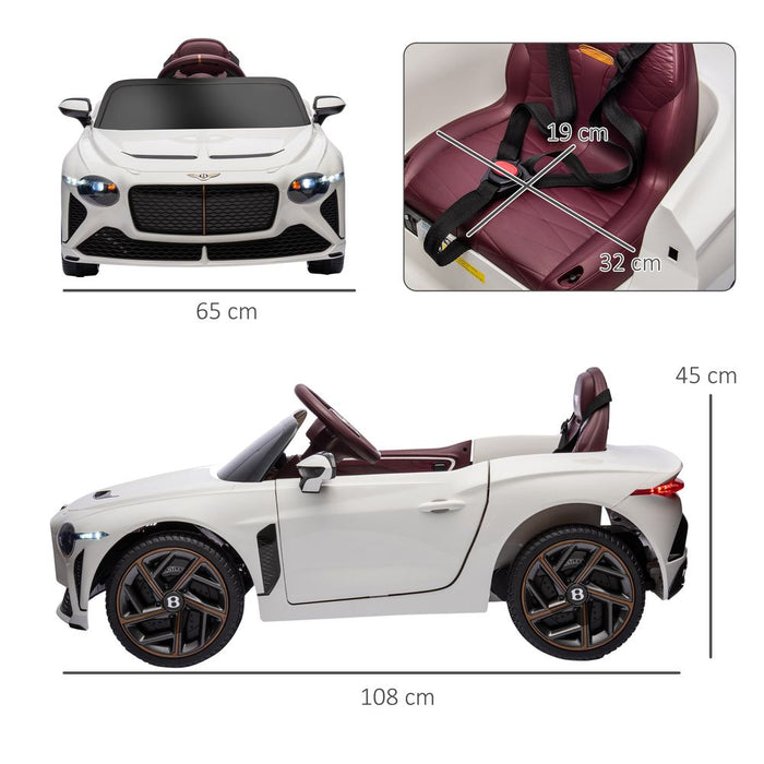 Bentley Bacalar 12V Kids Electric Car - White | Licensed | Portable Battery