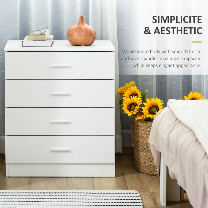 Vertical Drawer Chest | 4 Drawers w/ Metal Rails | Anti-Tip | High-Quality Storage Solution