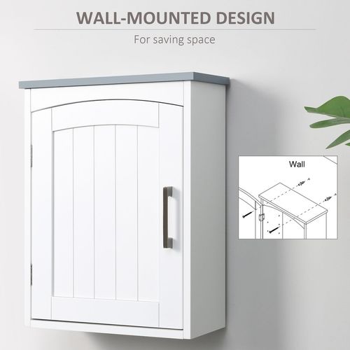 kleankin Wall Mounted Bathroom Cabinet with Adjustable Shelf, Light Grey