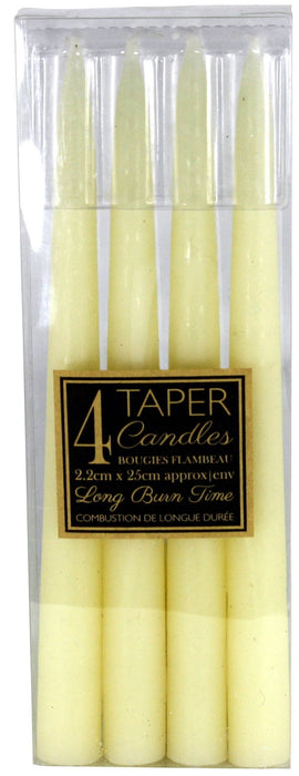 Ivory Taper Candles - Set of 4 | Long Burn Time | Elegant Finishing Touch for Dinner Table