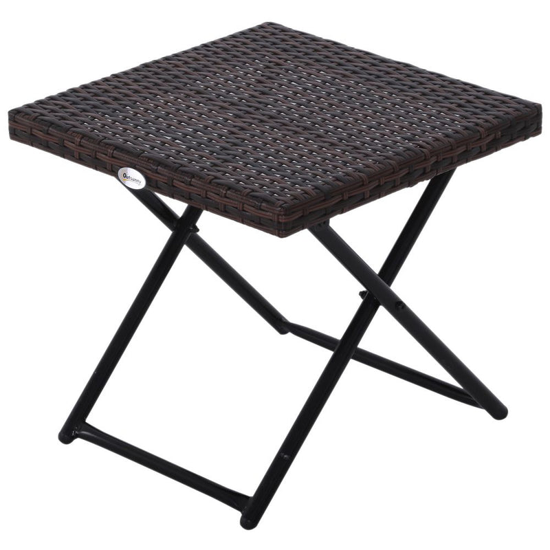 Premium Folding Square Rattan Coffee Table - Outdoor Bistro Balcony Garden - High-Quality Steel Frame - Weather Resistant