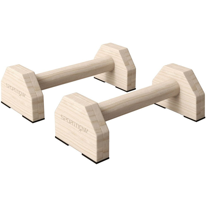 SPORTNOW Wooden Parallettes Push Up Bars Calisthenics Equipment for Home Gym