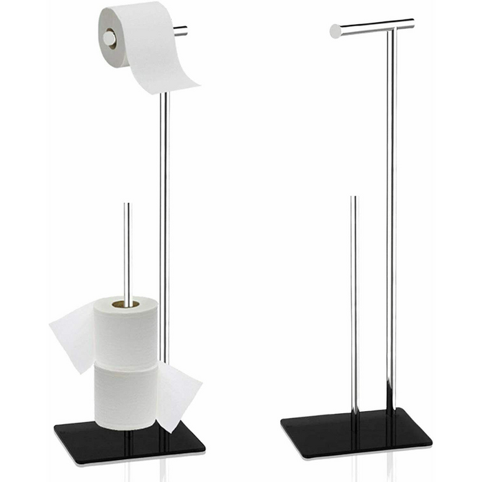 Stylish Toilet Roll Holder & Storage- Glass Base