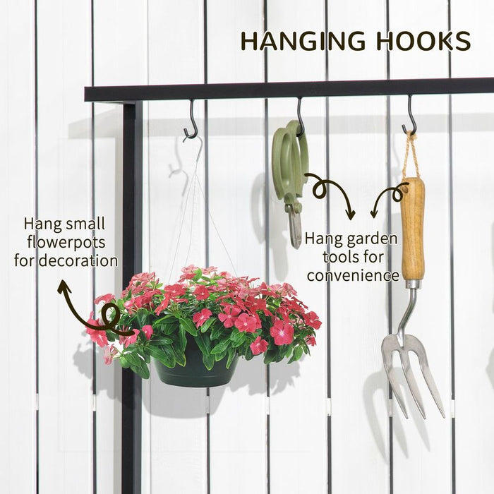 3-Tiered Plant Stand Rack | Hanging Hooks | Indoor Outdoor Decoration