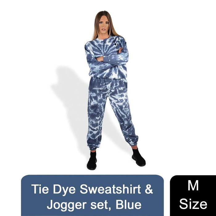 Best Quality Wellworth Women's Tie Dye Loungewear Set - Blue, 2pcs, Sweatshirt & Pyjama Set