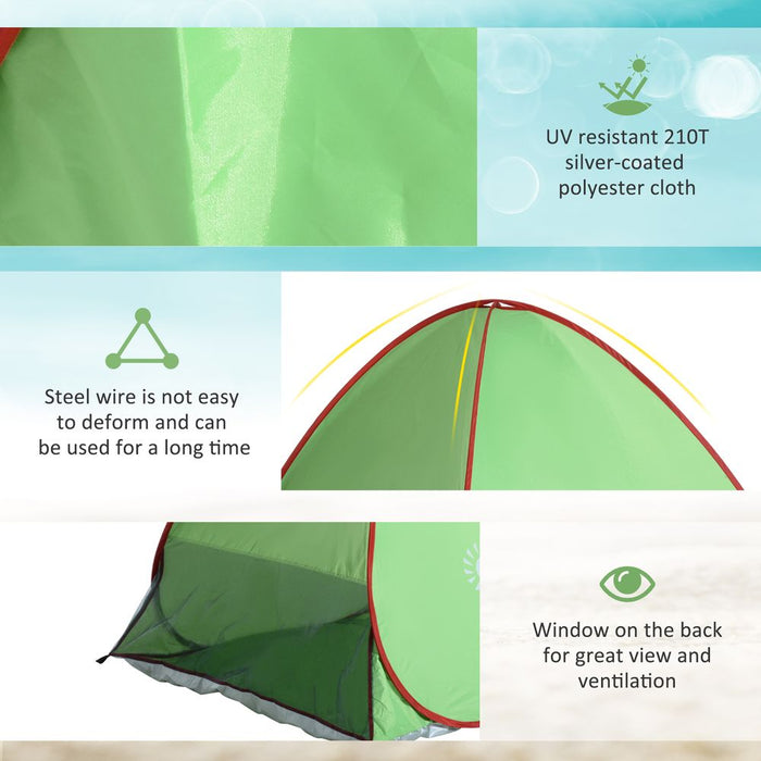 Instant Pop up Beach Tent Sun Shade Shelter, Green - Outsunny