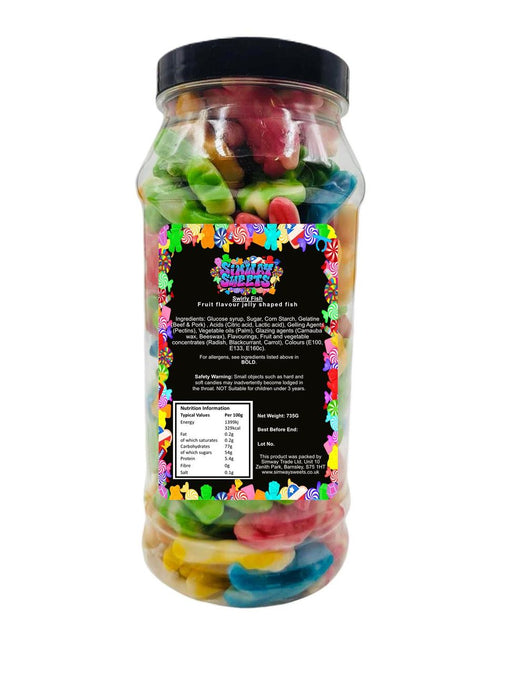 Deluxe Swirly Fish Gummy Jelly Sweets - Retro Gift Jar