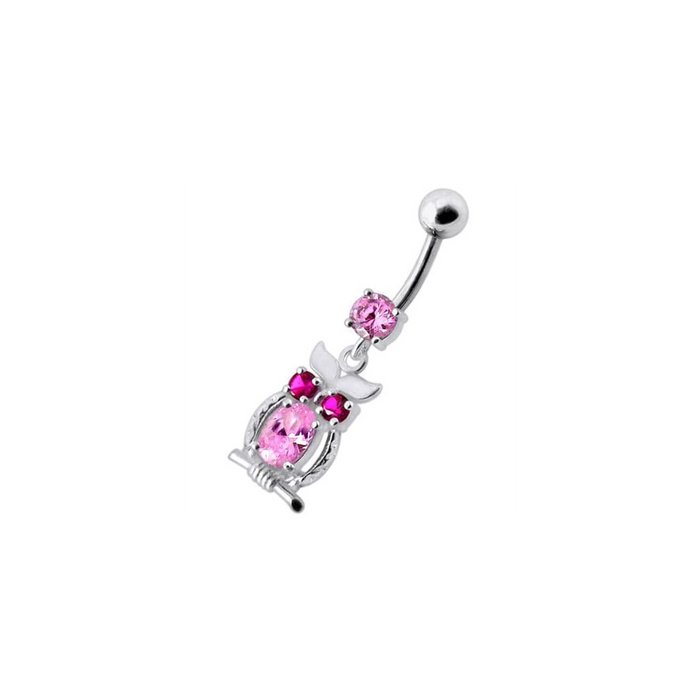 Jeweled Owl Dangling Navel Bar