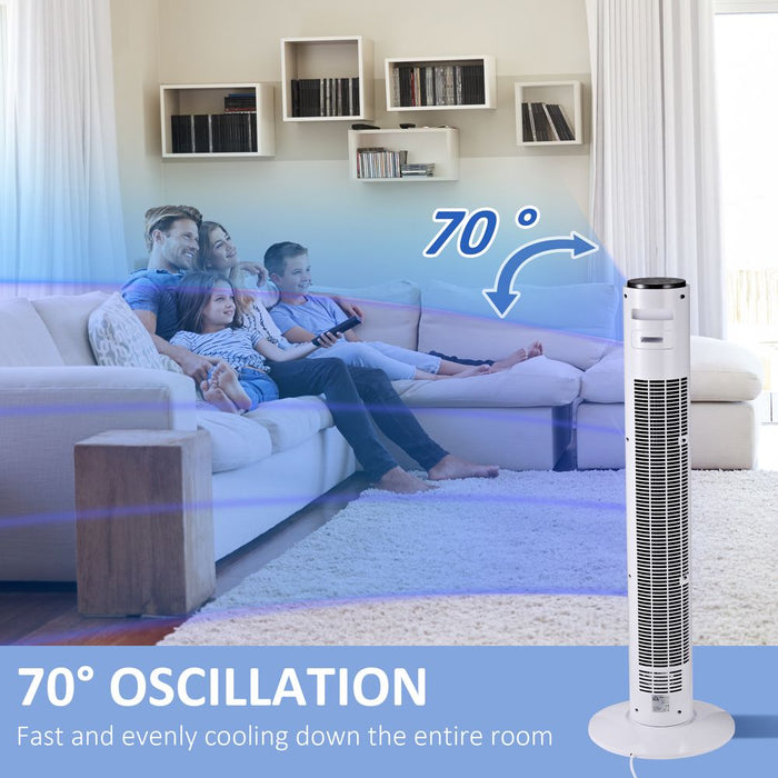 Ultimate Cooling Solution: Premium 32cm White Fan Tower, 96H cm. Enhance Comfort, Efficiency, and Style!