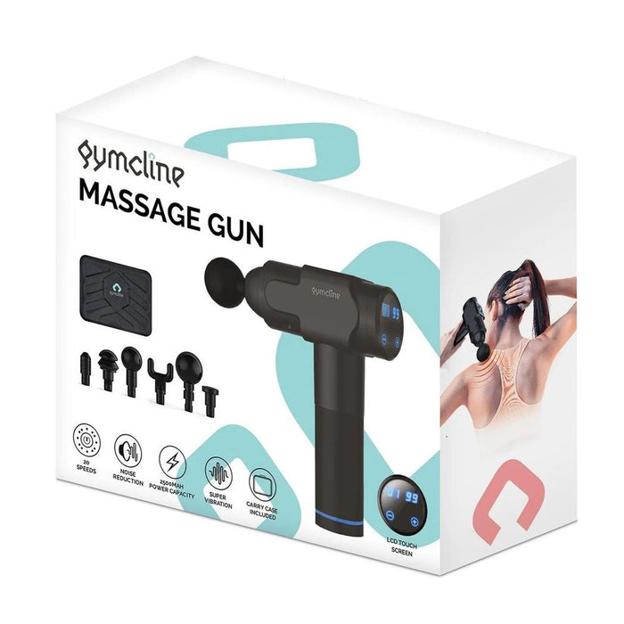 Gymcline Massage Gun: 2500mAh Battery, 20 Speed Modes & LCD Touch Screen. Eliminate Pain & Enhance Recovery. Grey.