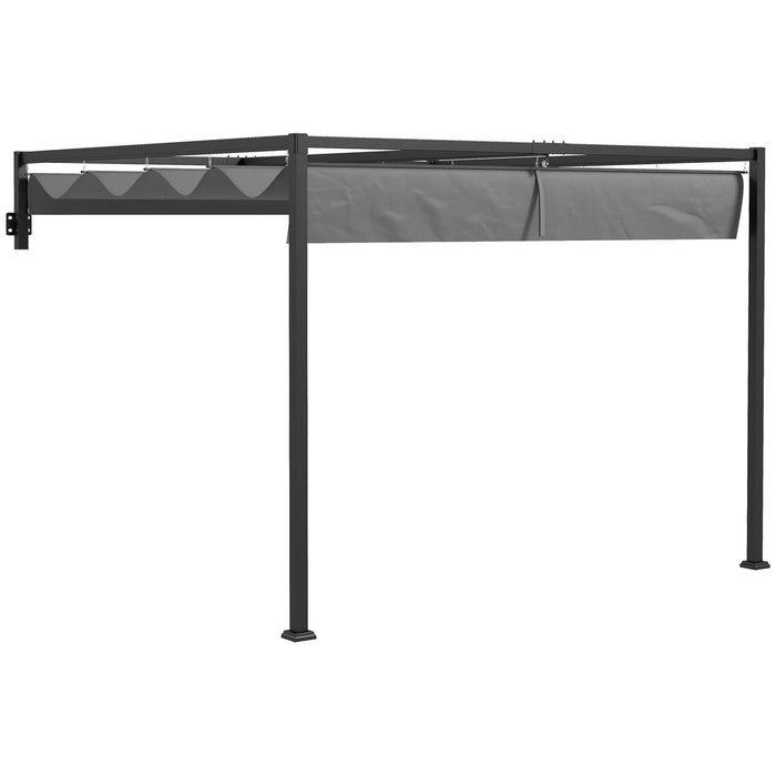 Ultimate Outdoor Retreat: Outsunny 3x4m Wall Mounted Pergola w/ Retractable Sun Shade Canopy. Sturdy, spacious, & customizable.