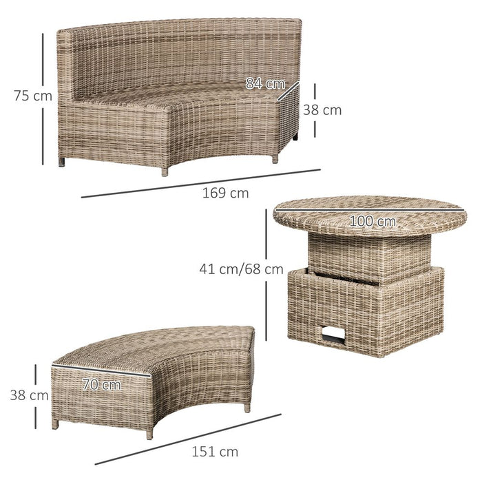 Transformable 8-Seater Rattan DaybedTable | Premium Quality with Olefin Cushion