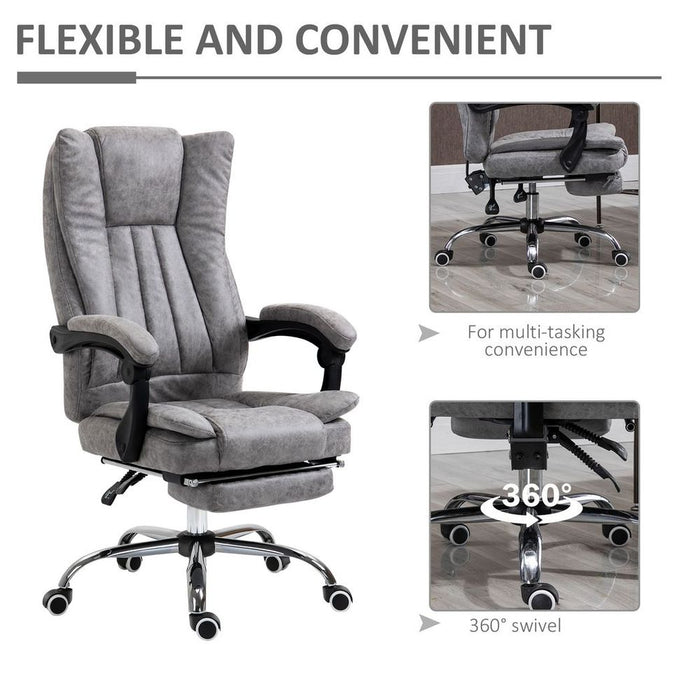 High-Back Executive Office Chair with Armrest and Footrest - Grey