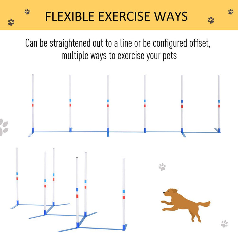 PawHut Adjustable Dog Agility Training Obstacle Course Set with Weaves Poles Storage Bag for Pet Dogs Outdoor Games Exercise