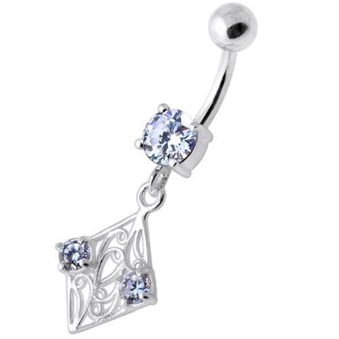 Fancy Jeweled Dangling Navel Bar