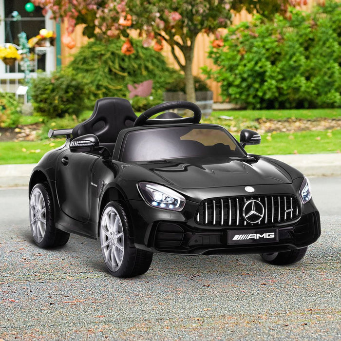 HOMCOM Mercedes Benz AMG GTR Licensed 12V Kids Electric Ride On Car with Parental Remote Control Music Lights MP3 Suspension Wheels for 3-5 Years Old Black