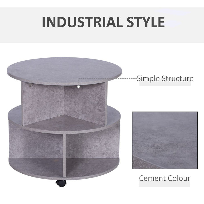 2-Tier Cement Coffee Table, 60x39.5H cm - Premium Quality