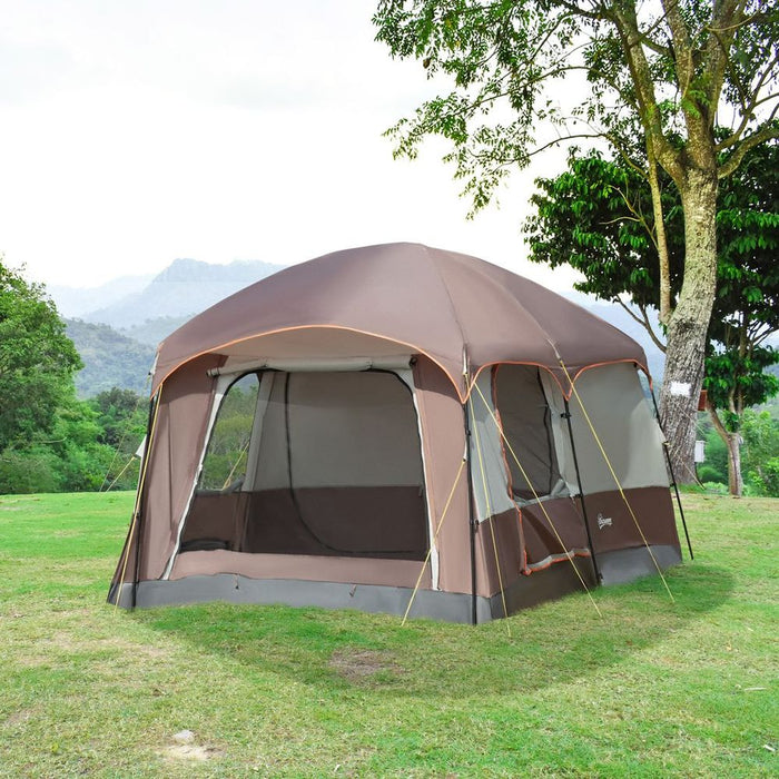 Outsunny 3-4 Man Two Room Camping Tent: Vestibule, Portable Carry Bag