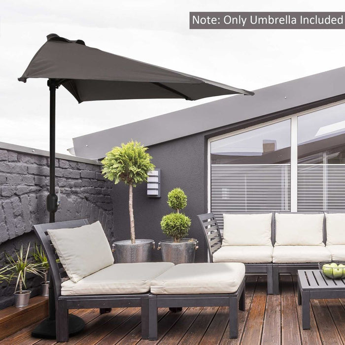 2.7m Half Round Umbrella Parasol - UV Resistant, Waterproof, Portable - Ideal for Balconies & Small Gardens