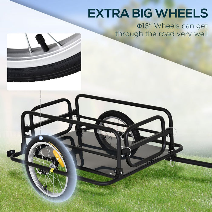 Folding Bike Cargo Trailer Extra Storage Carrier-Black