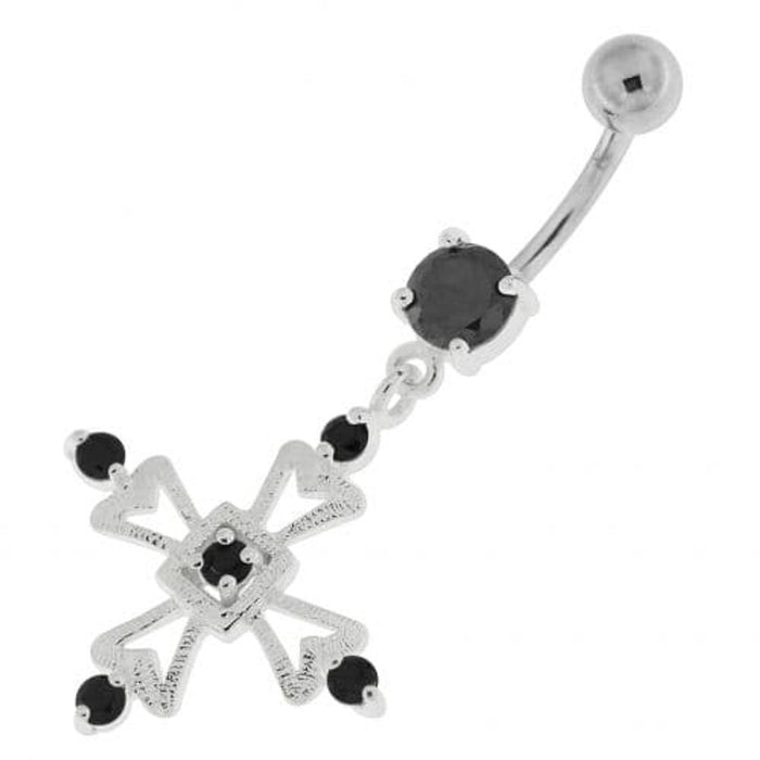 Jeweled Irish Cross Navel Belly Button Ring