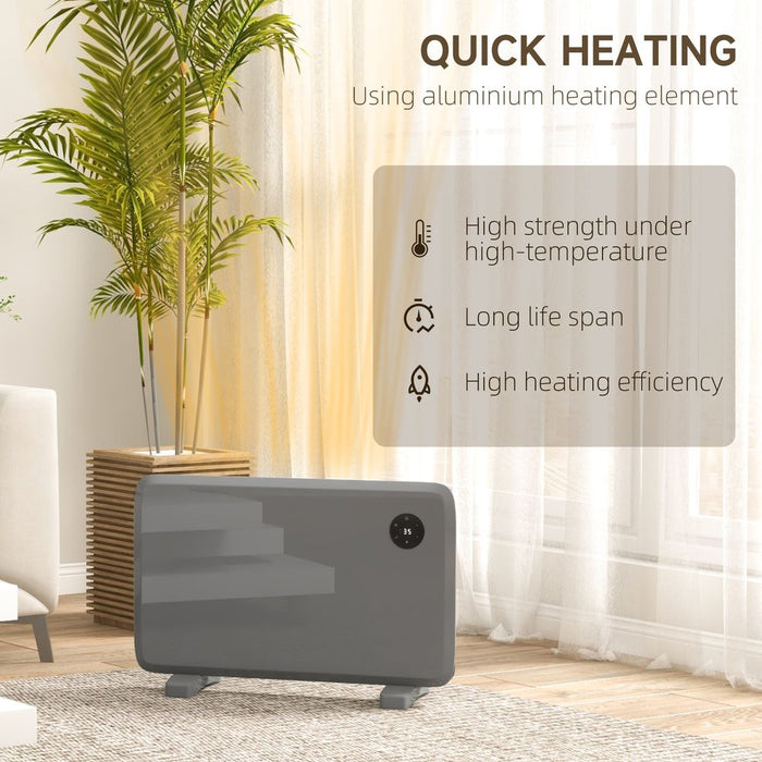 1200W Electric Convector Heater, Quiet Space Heater with LED Display, Grey