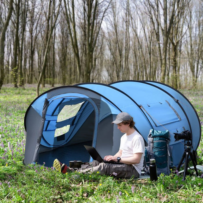 Camping Tent Dome Pop-up Tent for 4-5 Person - Sky Blue